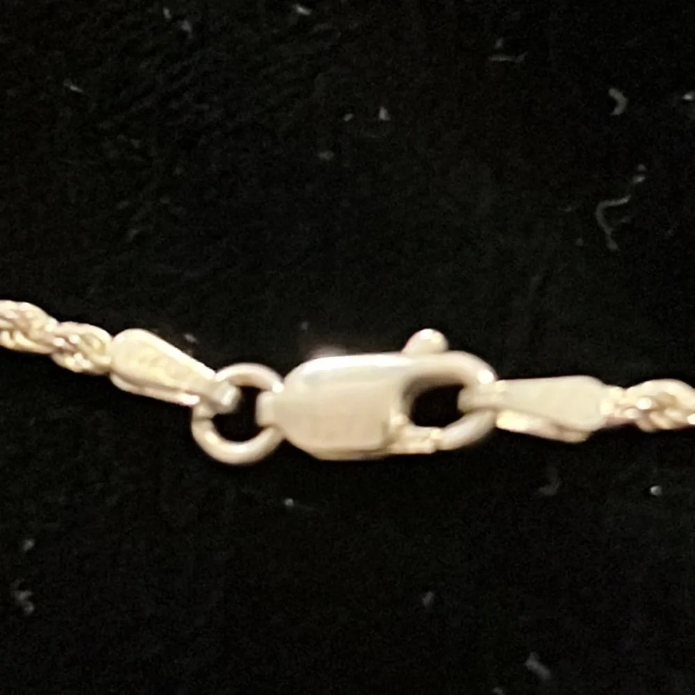 Vintage Sterling Silver dragon pendant & Italy silver rope necklace 18”